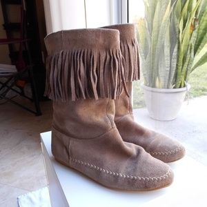 Fringe 1 layer Mid Calf Tan Boots
